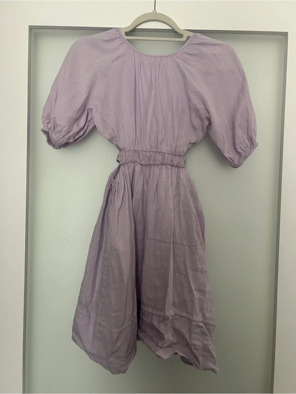 Girls Zara lilac linen dress with cut outs 13-14